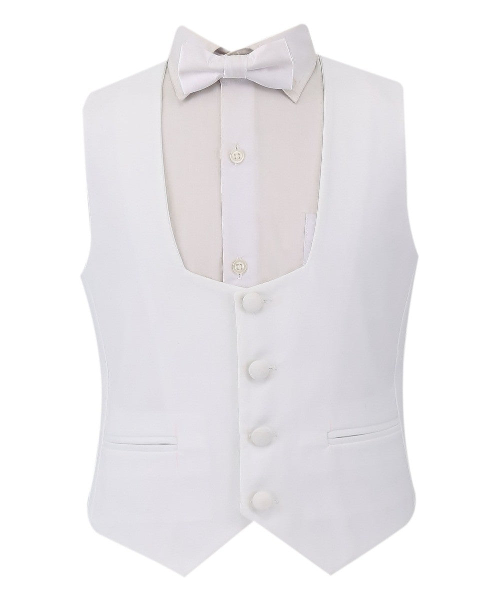 Jungen Kommunion Slim Fit Tuxedo Anzug - Weiß