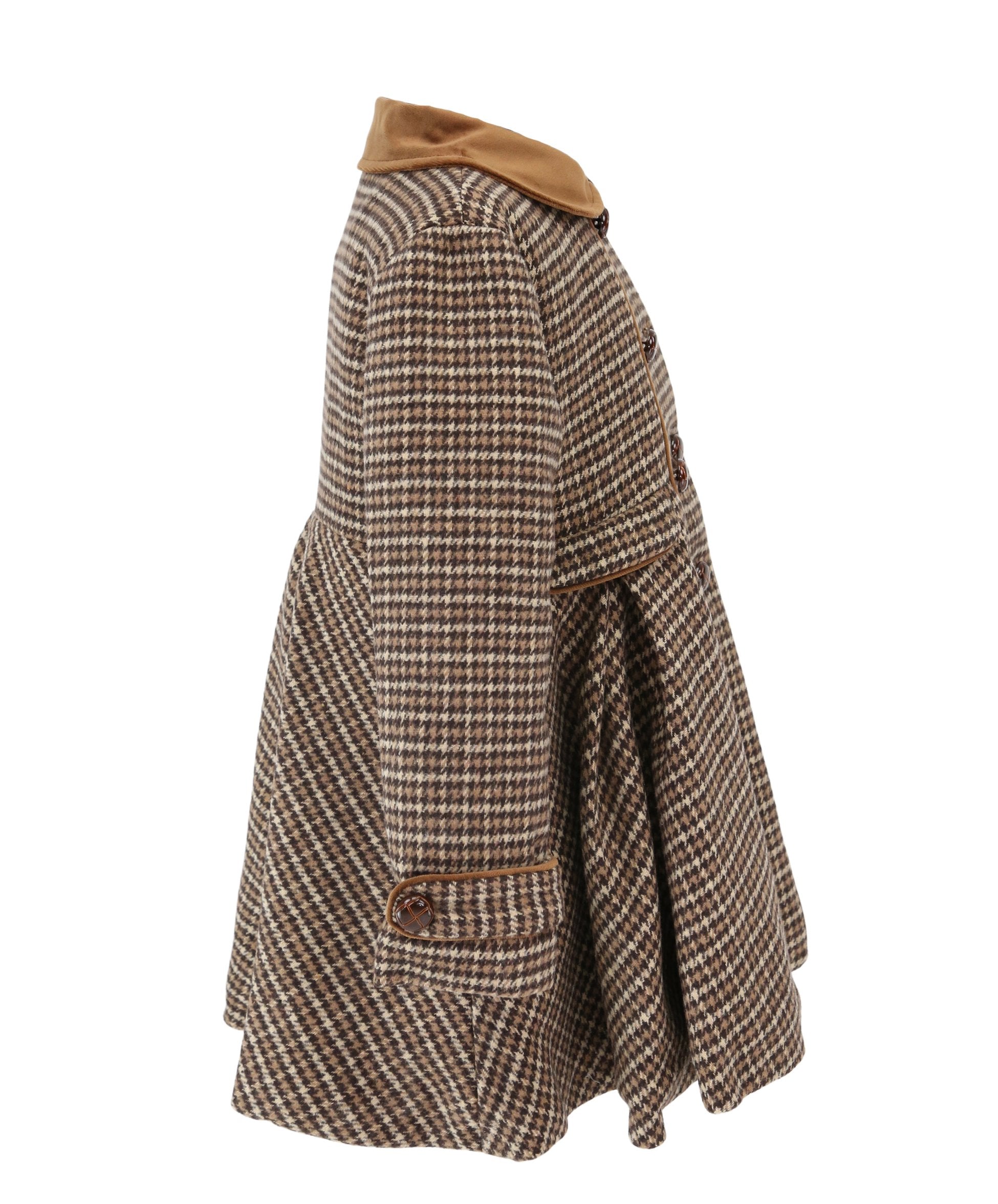 Ensemble Manteau et Béret à Pied-de-Poule Marron pour Filles - Marron