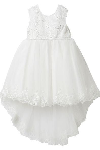 Robe en dentelle à jupe asymétrique pour bébés et filles - KHOLE - Ivoire