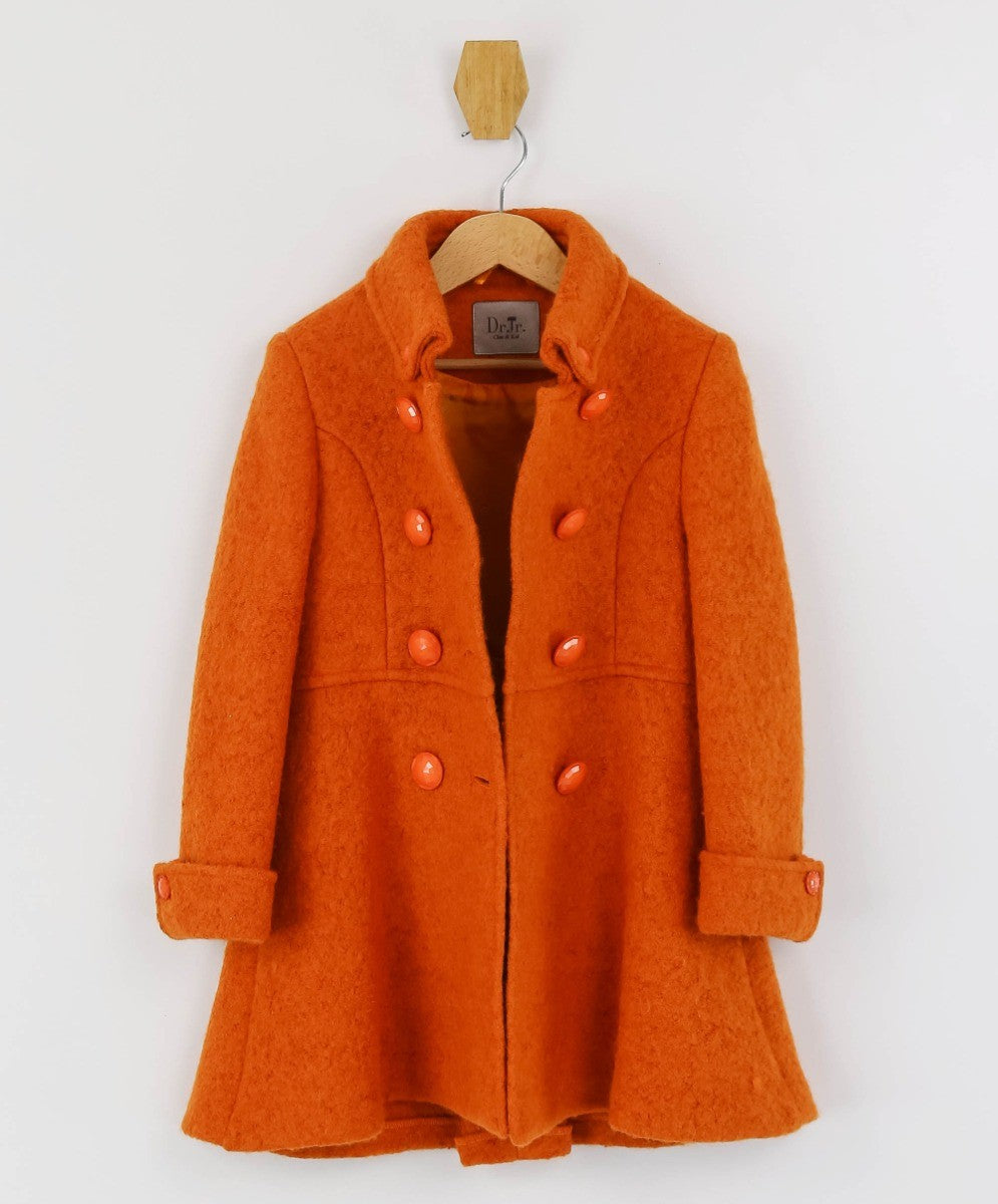 Ensemble Manteau Double Bouton en Laine pour Filles - ELIZABETH - Orange Brique