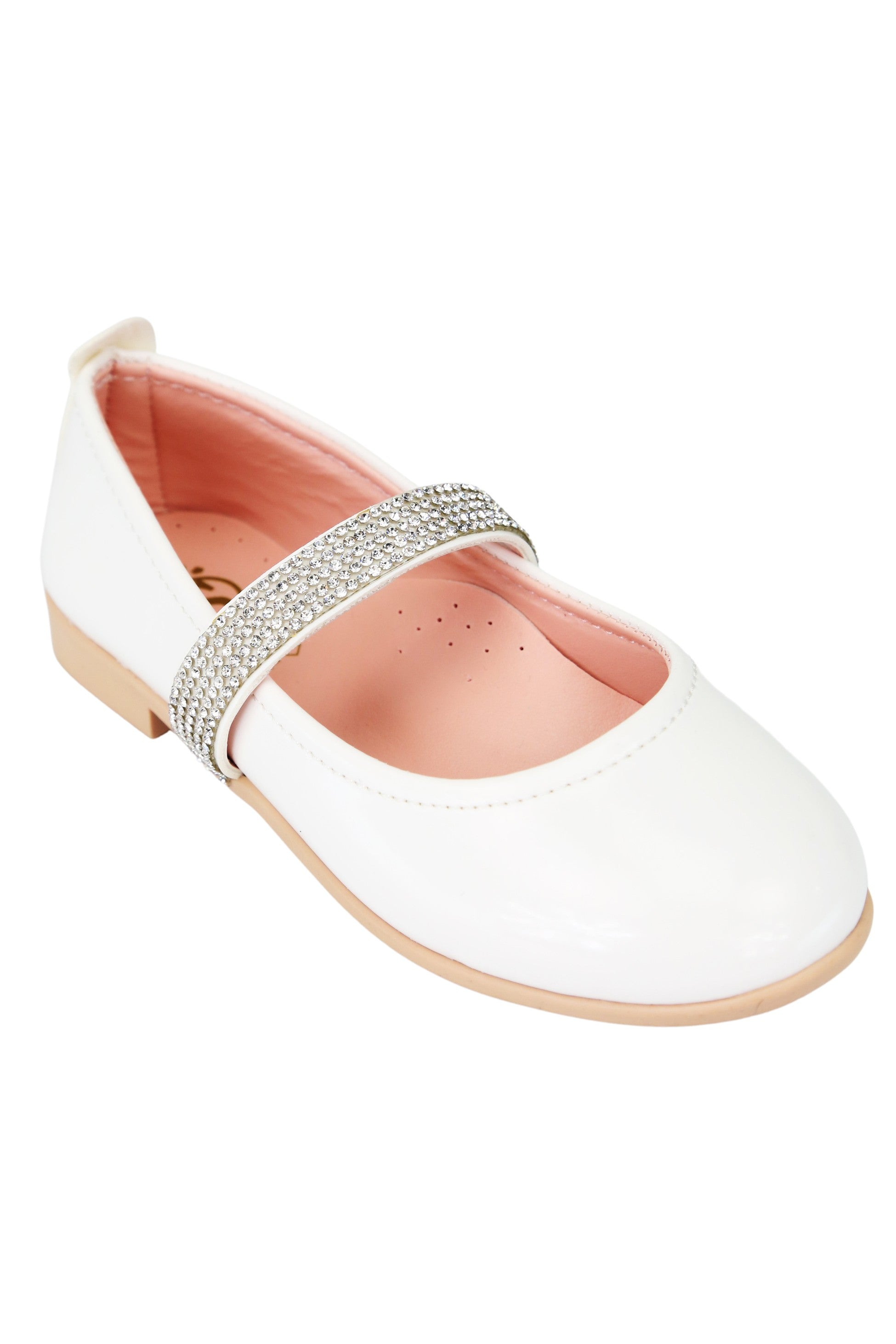 Chaussures Mary Jane Vernies à Strass pour Filles - ARWEN - Blanc