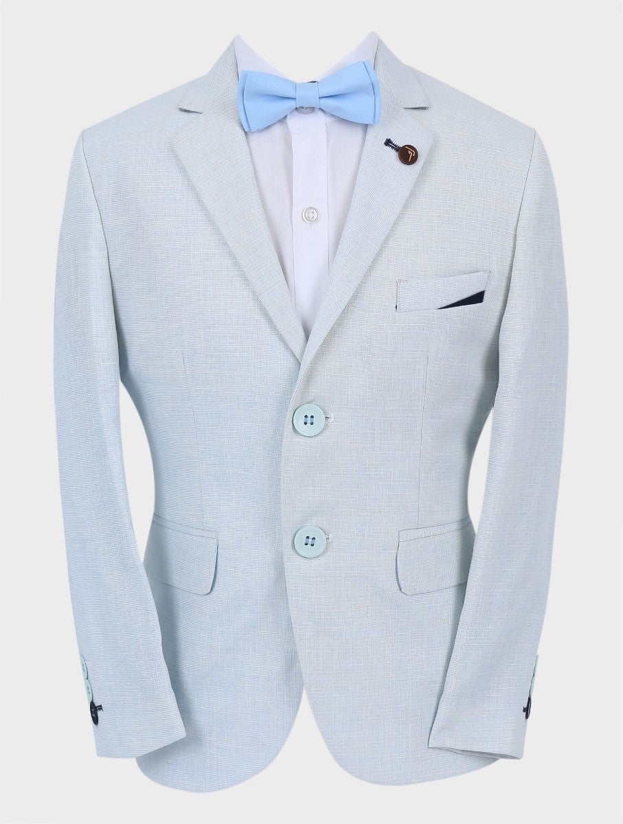 Blazer en Lin Tailored Fit Bleu Glace pour Garçons - Bleu Glace