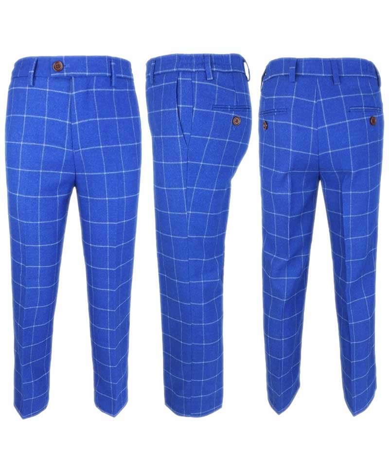 Costume à Carreaux Windowpane Slim Fit pour Garçons - Bleu Royal