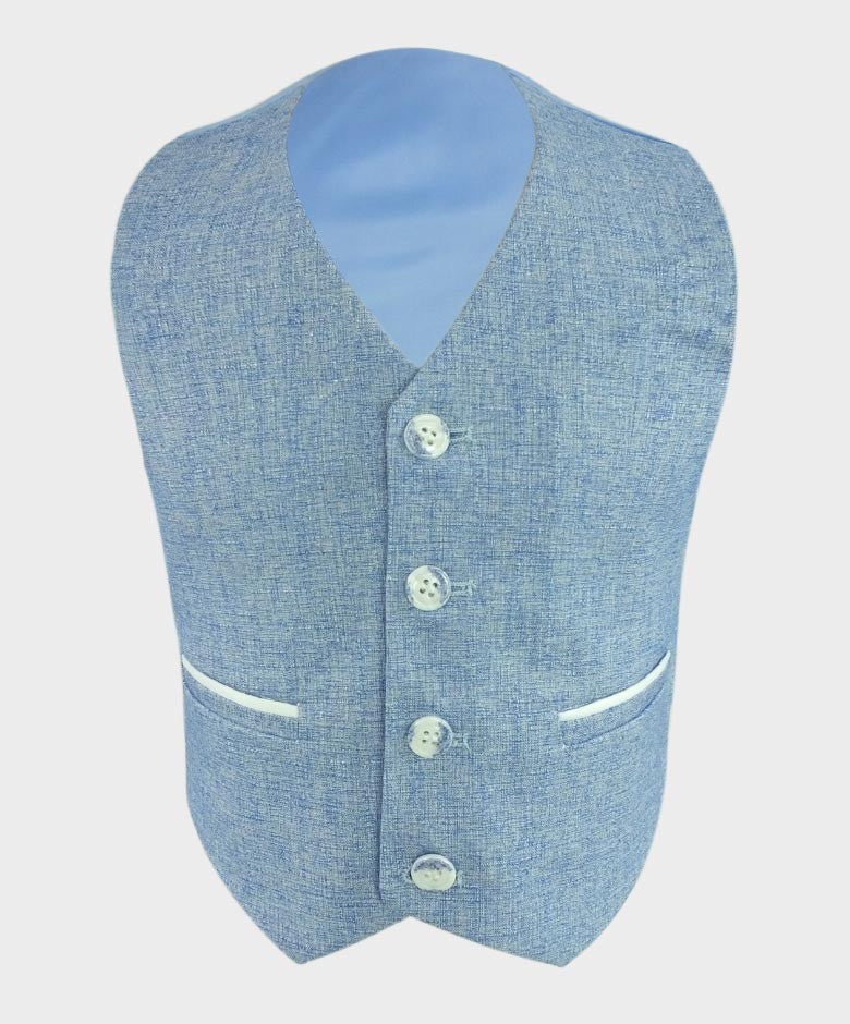 Costume de Communion avec Passepoil Slim Fit pour Garçons - Bleu Ciel