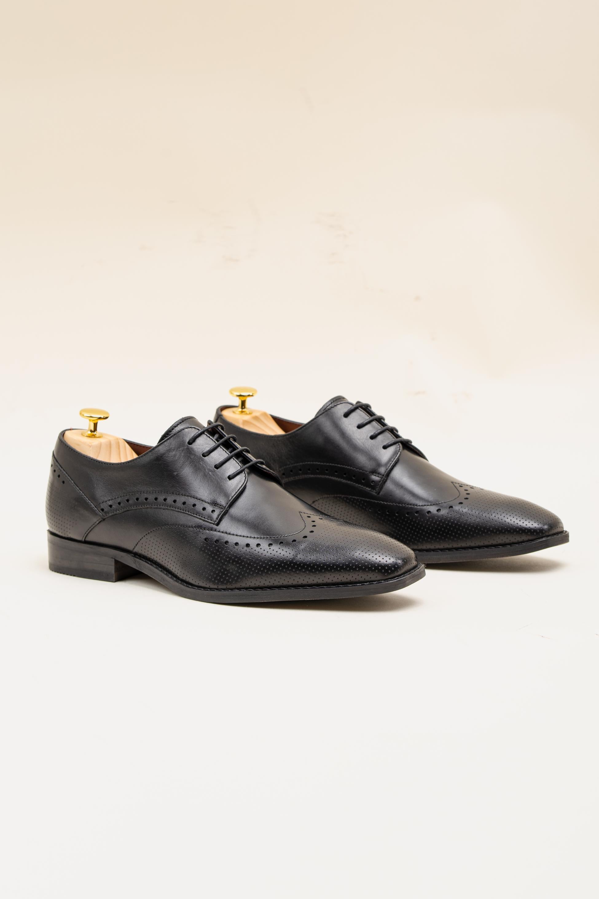 Chaussures Derby en Cuir Véritable pour Homme - LISBON Black - Noir