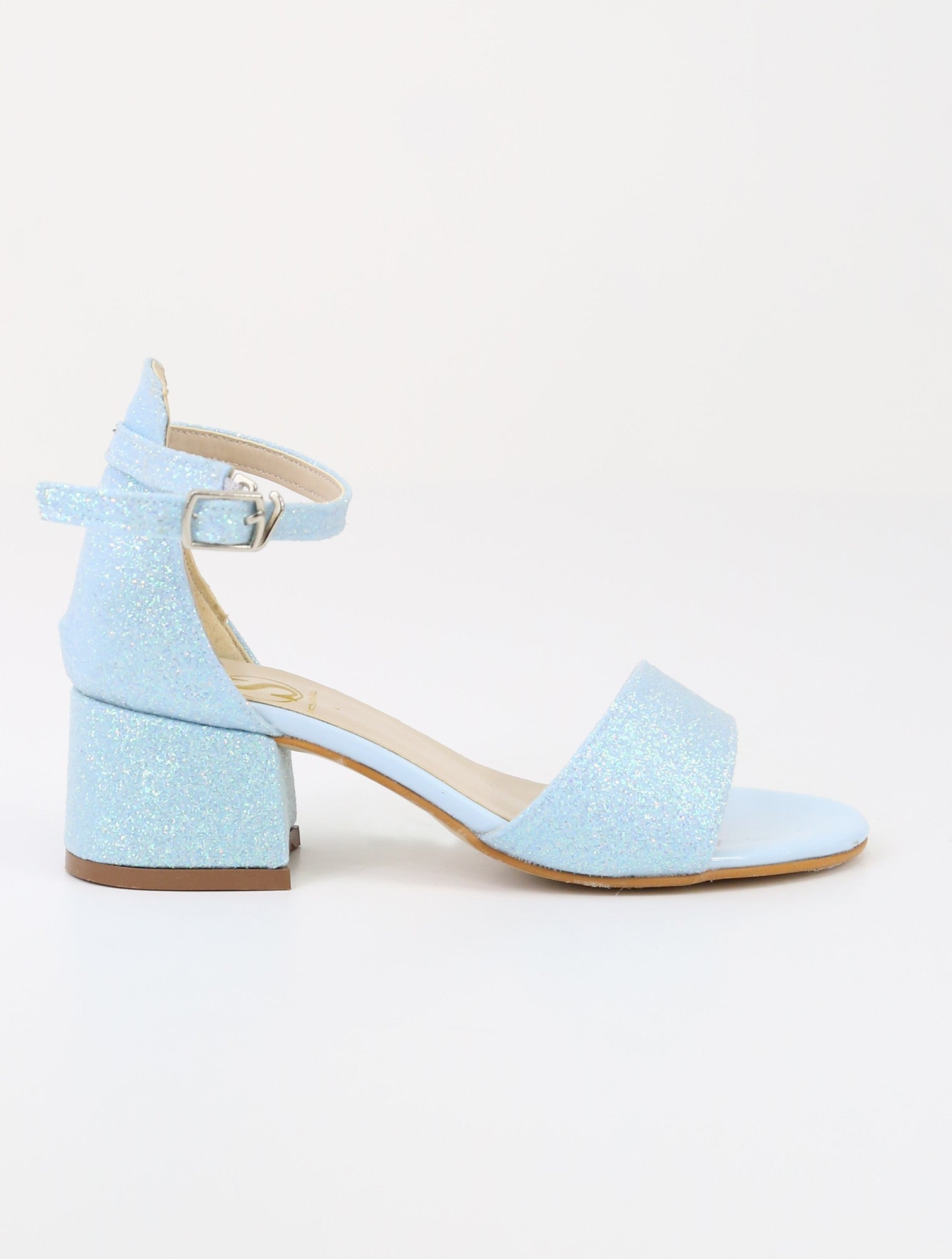 Sandales à Bloc Talon avec Bride à la Cheville pour Filles - SPARKLE - Bleu