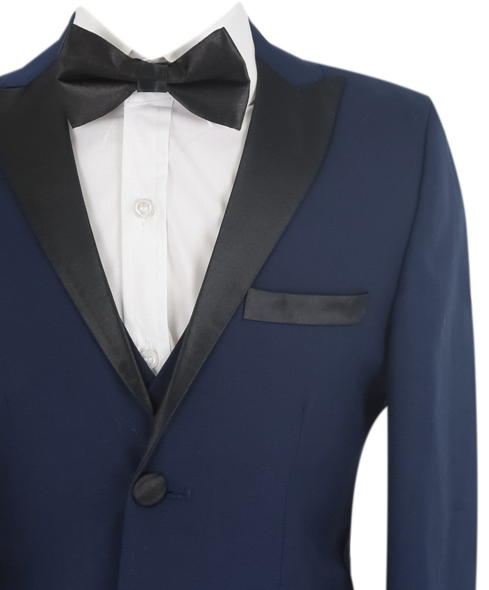 Jungen Glanzrevers Tuxedo Dinner Anzug - Navyblau