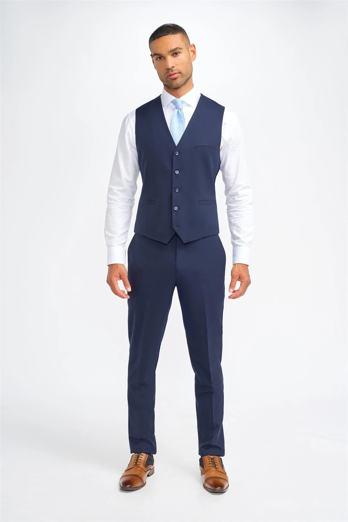 Men’s Wool Slim Fit Formal Waistcoat - James - Navy Blue