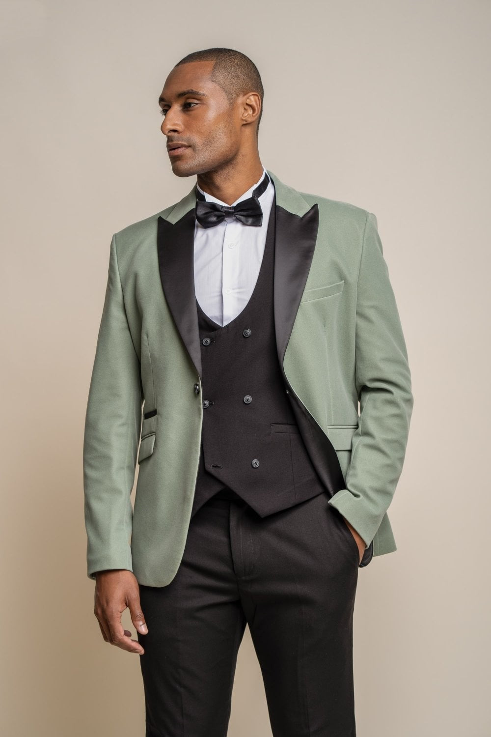 Blazer de Smoking en Velours Slim Fit pour Homme - ROSA - Vert Jade