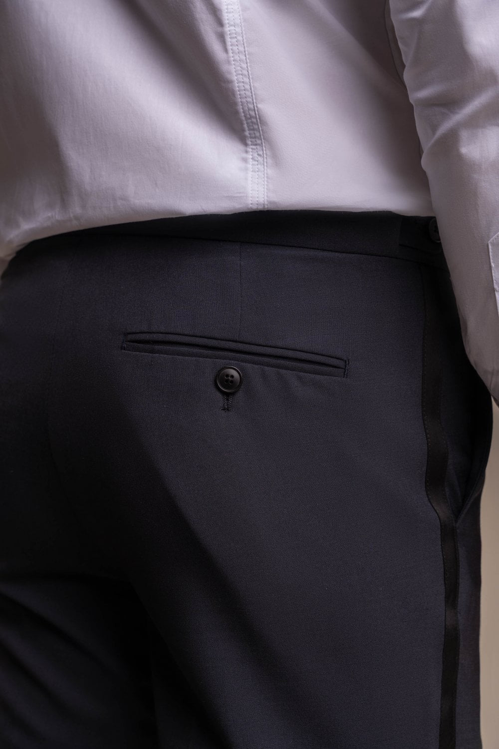 Pantalon de costume en laine mélangée ajusté pour hommes - ASPEN - Marine Nuit