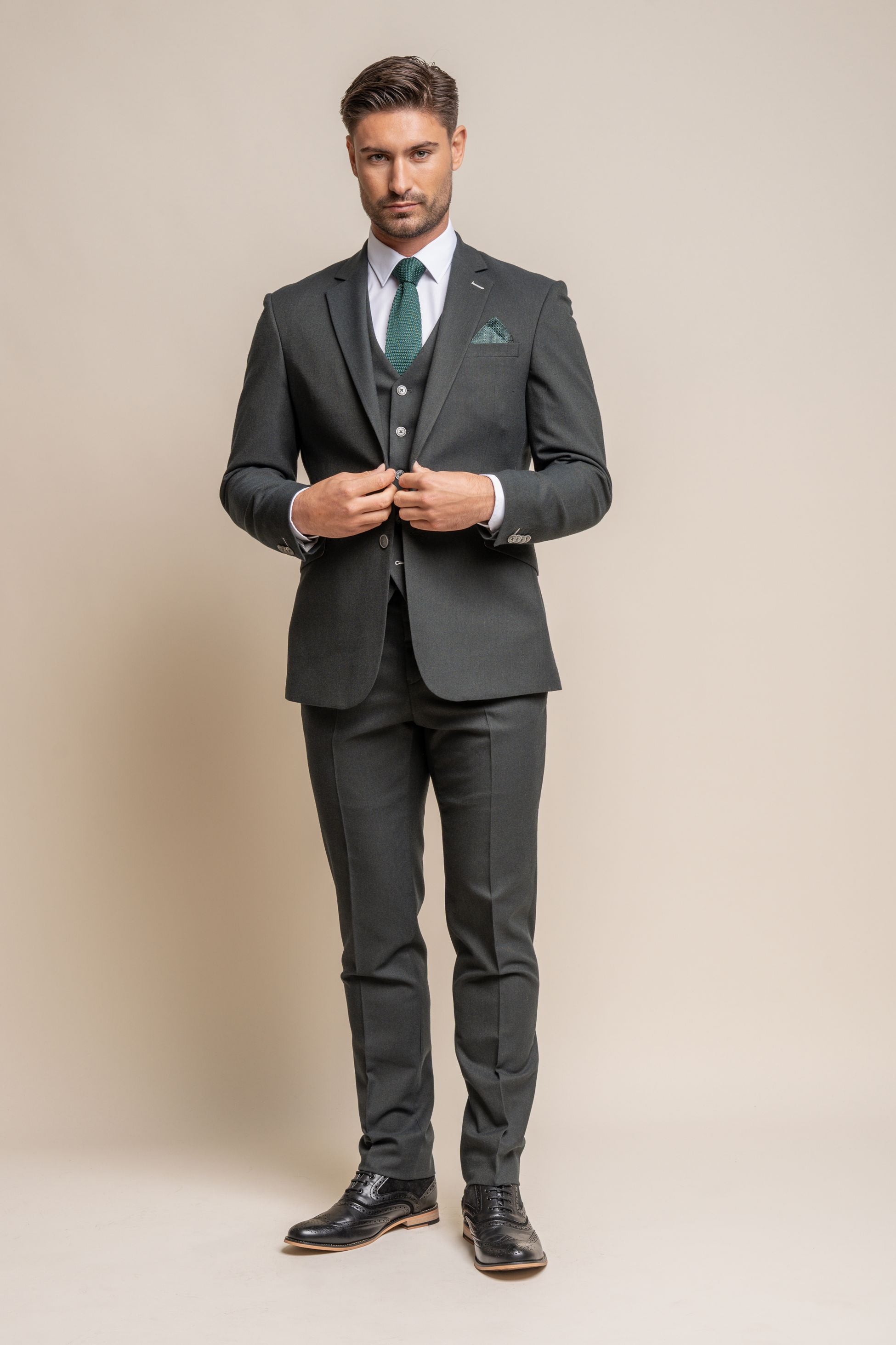 Herren Slim Fit Formalanzug - FURIOUS Olive - Olivgrün