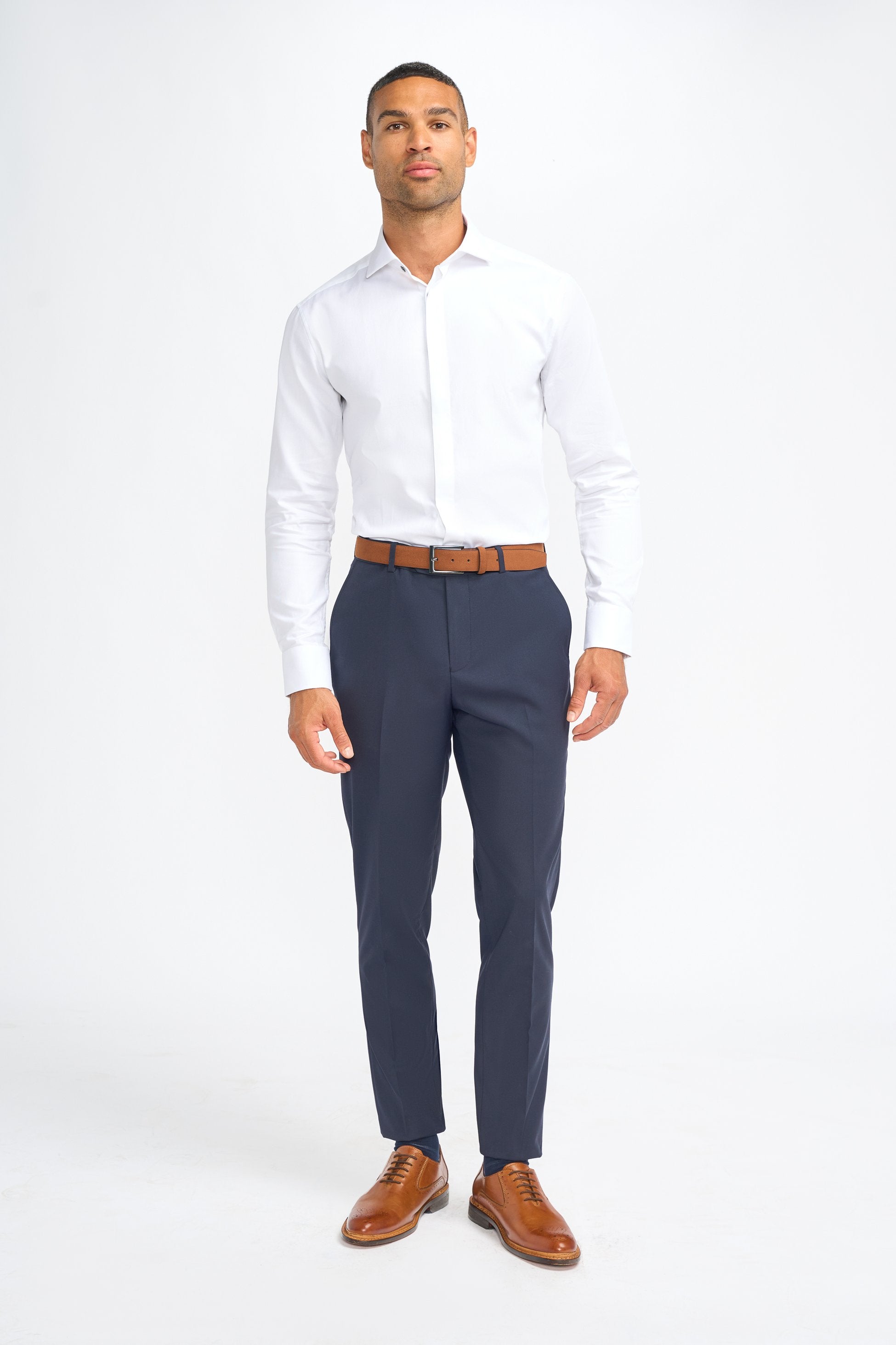 Chemise habillée classique en coton à col pour hommes - Seneca - Blanc