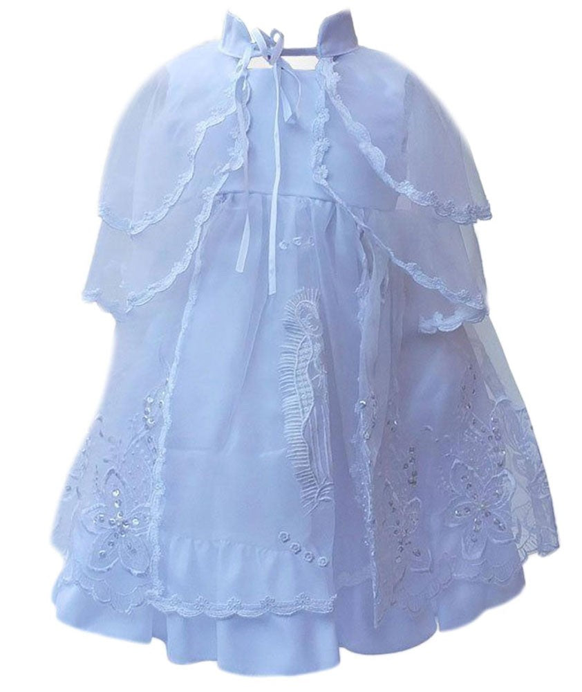 Baby Mädchen Kleid & Häubchen Besticktes Taufkleid - Weiß