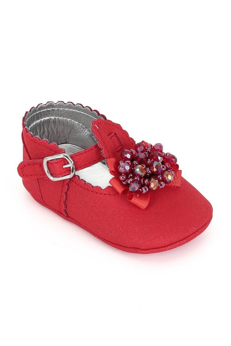 Chaussures pour Bébés Pré-Marchants avec Perles - Rouge