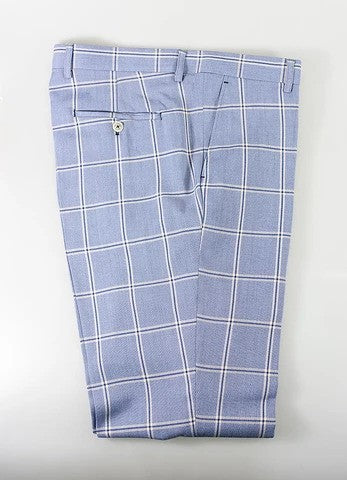 Pantalon à carreaux rétro pour hommes - PARADISE - Bleu Ciel