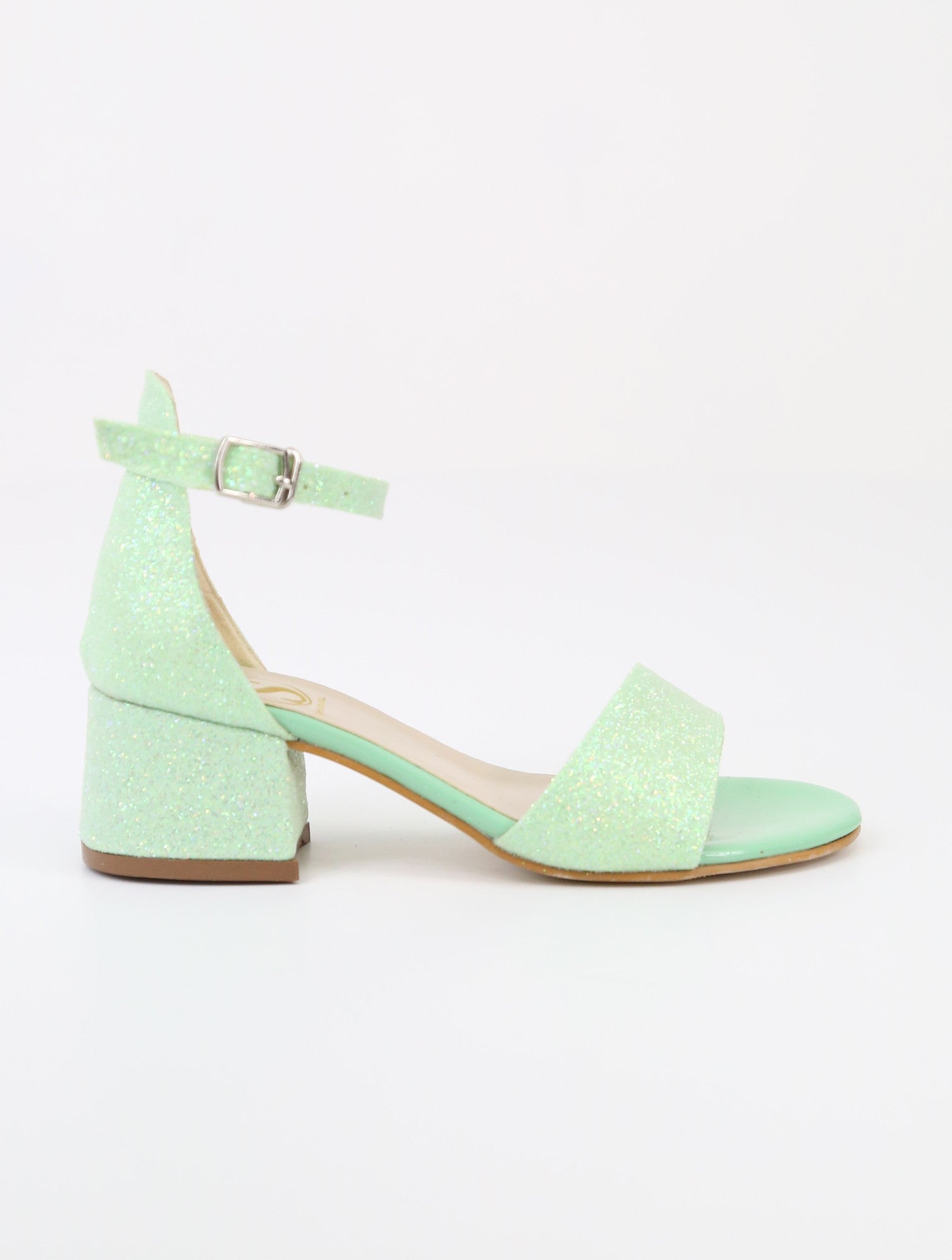 Sandales à Bloc Talon avec Bride à la Cheville pour Filles - SPARKLE - Vert