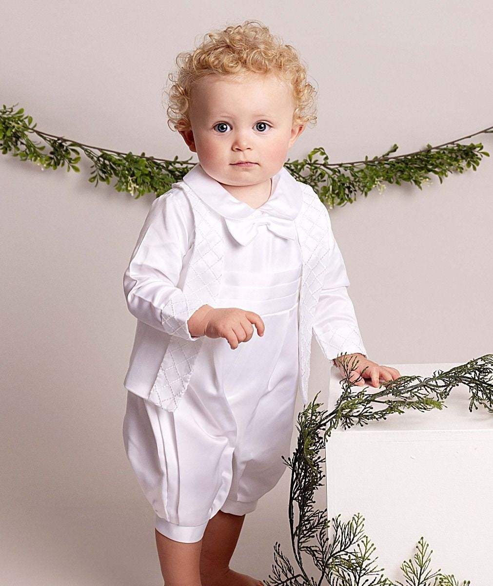 Baby Boys White Christening Outfit Set - LIAM - White