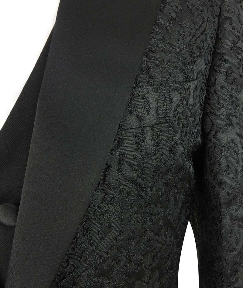 Costume en Satin Jacquard Noir pour Garçons - Noir