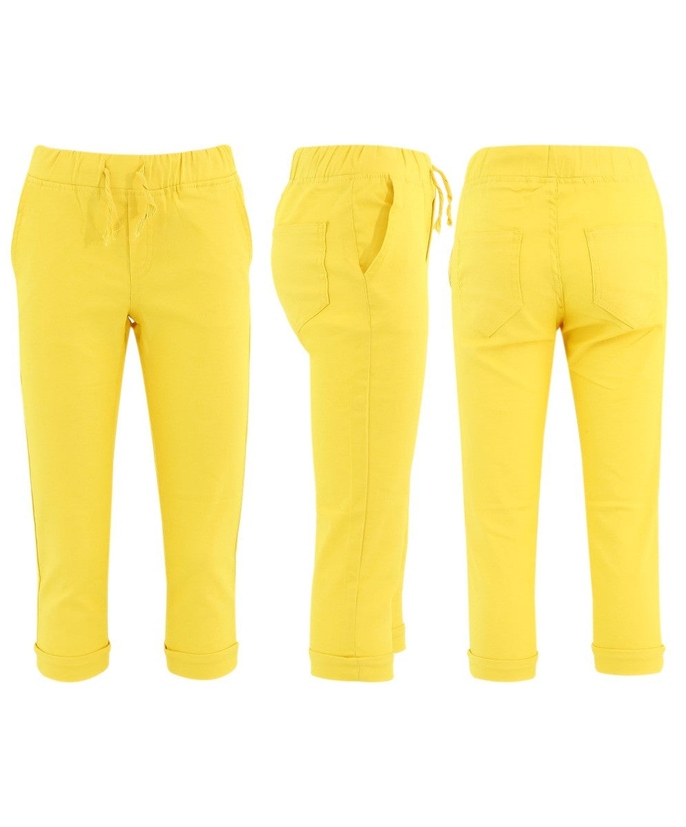 Pantalons Chino en Coton Élastique pour Garçons - ENZO - Jaune