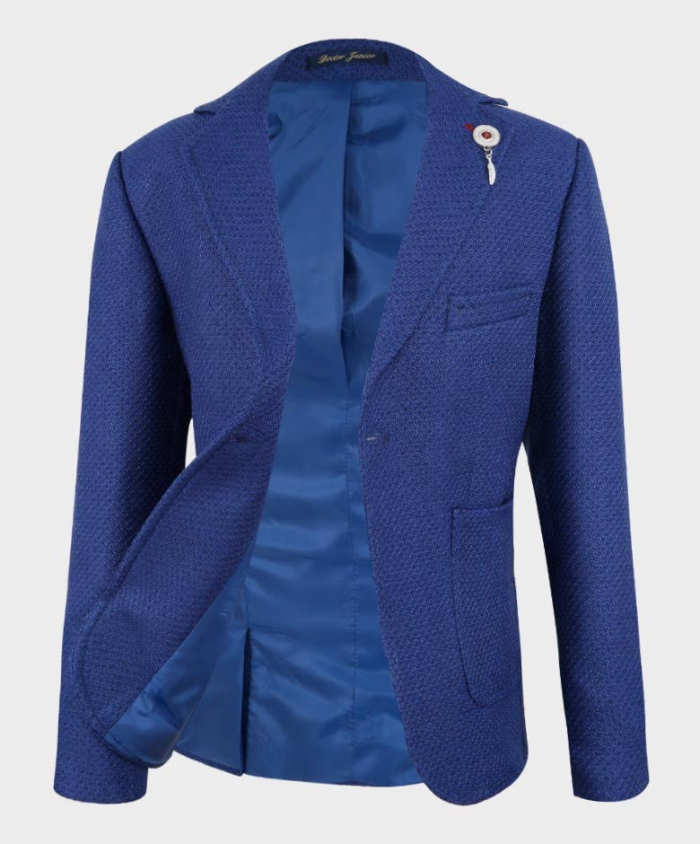 Ensemble Costume Combiné Slim Fit pour Garçons - Bleu Royal - Noir