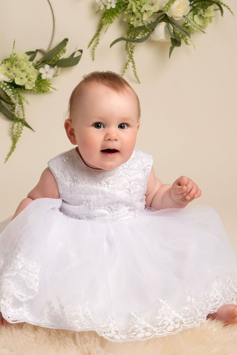 Robe en dentelle à jupe asymétrique pour bébés et filles - KHOLE - Blanc