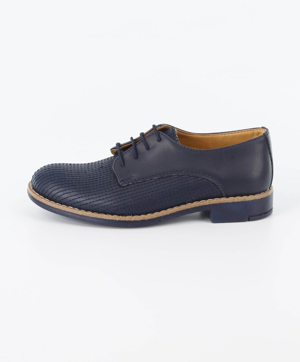 Jungen Leder Schnürformelle Schuhe - Navyblau