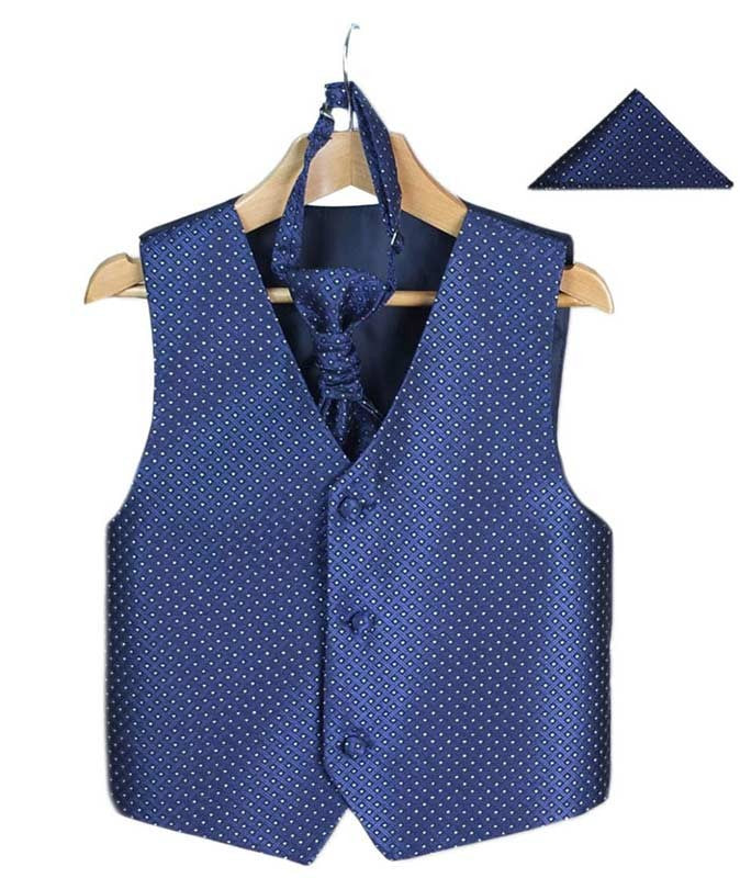 Ensemble Gilet, Cravate et Mouchoir pour Garçons et Hommes - Bleu Marine