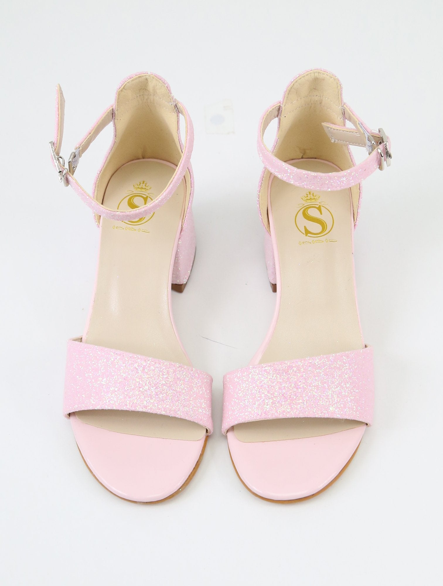 Girls Ankle-Strap Block Heel Sandals - SPARKLE - Pink