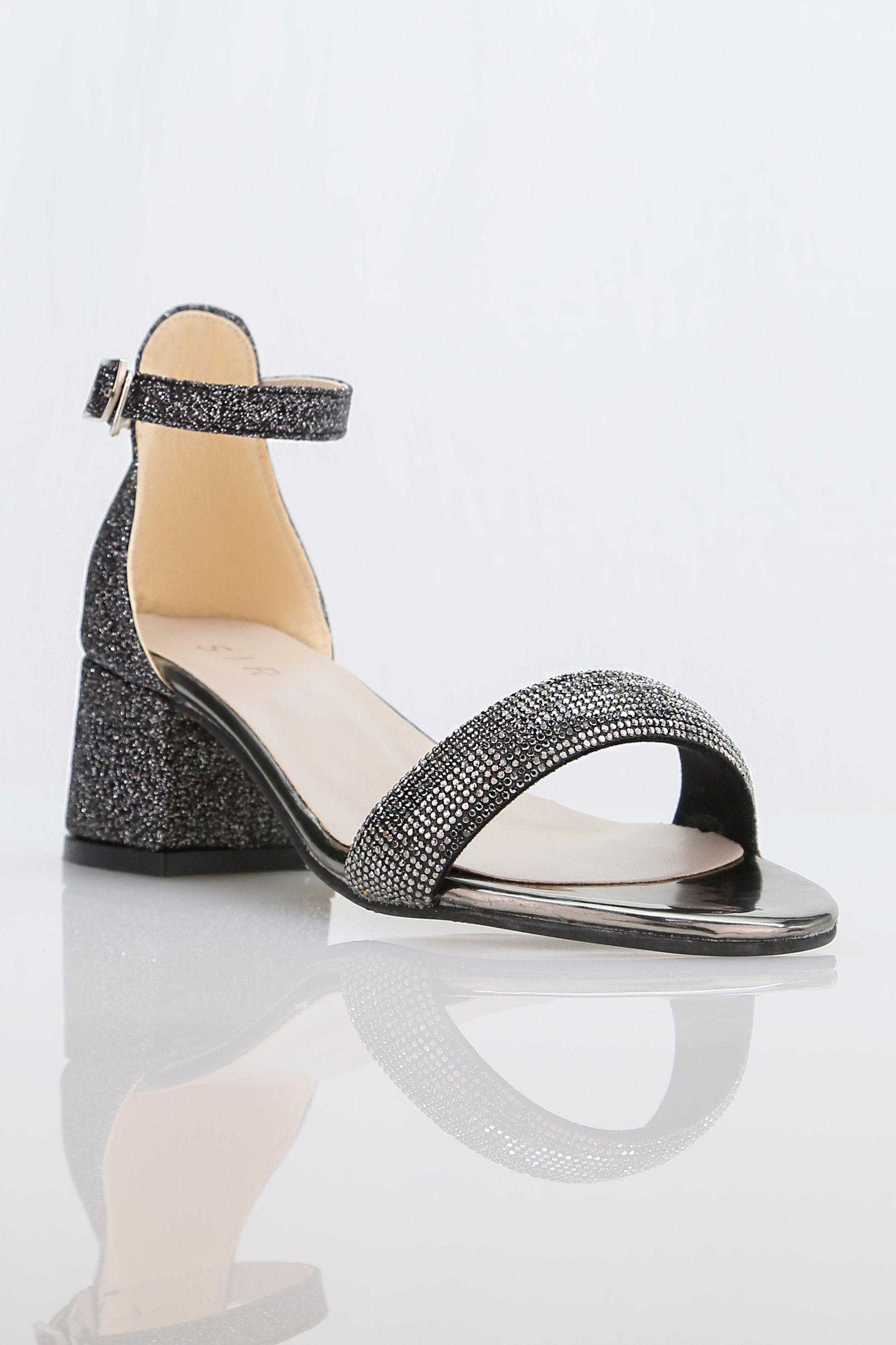 Mädchen Strass Blockabsatz Sandalen - LARA - Platin