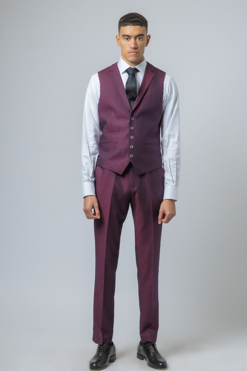 Costume ajusté bordeaux pour hommes - Lincoln - Bourgogne