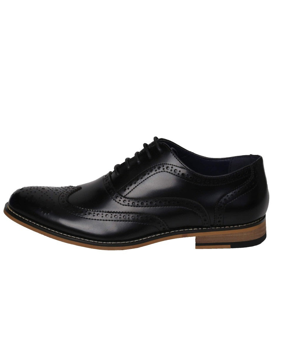 Chaussures brogue en cuir à lacets pour hommes - OXFORD - Noir