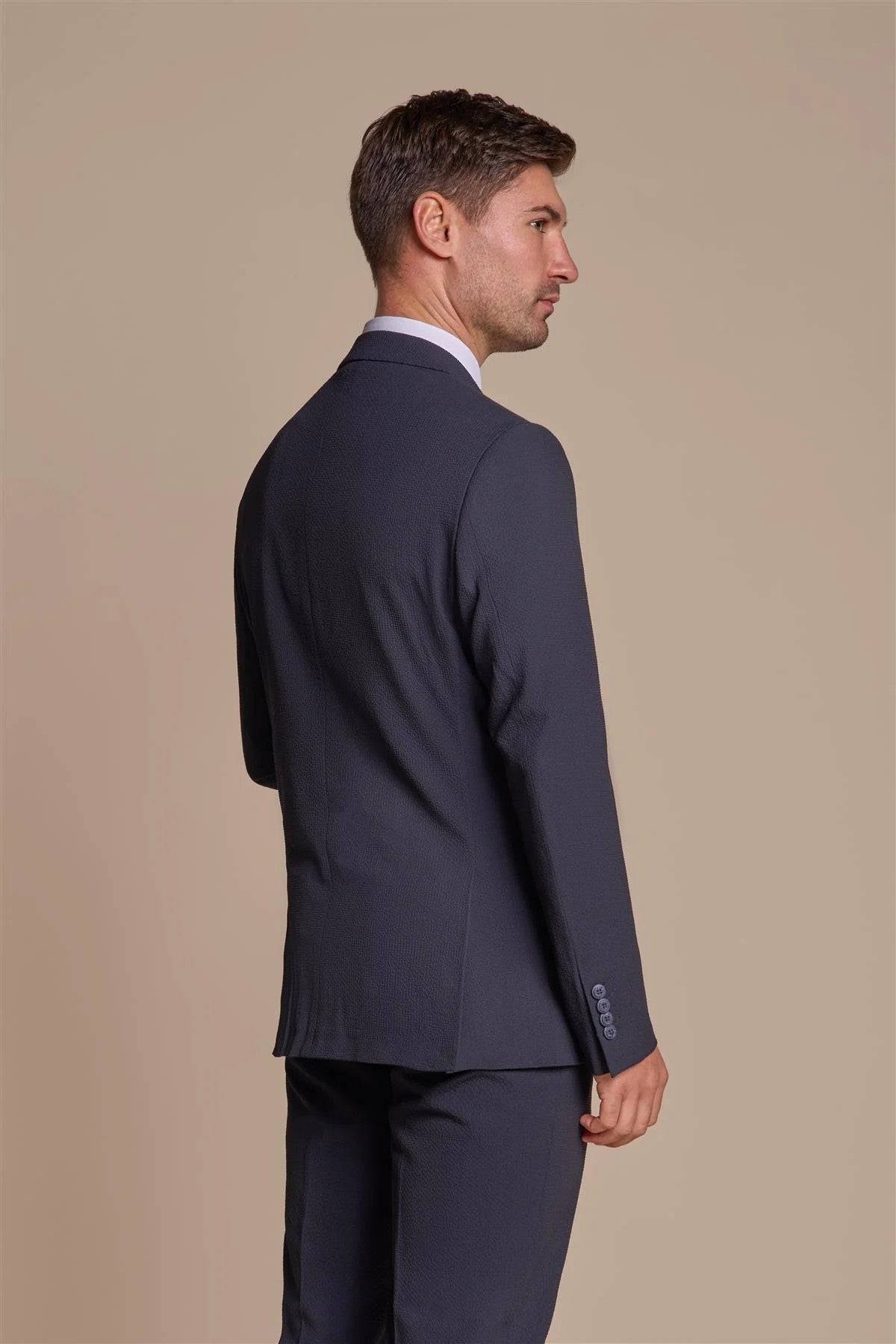 Men’s Textured Slim Fit Suit Jacket– SIREN - Navy Blue