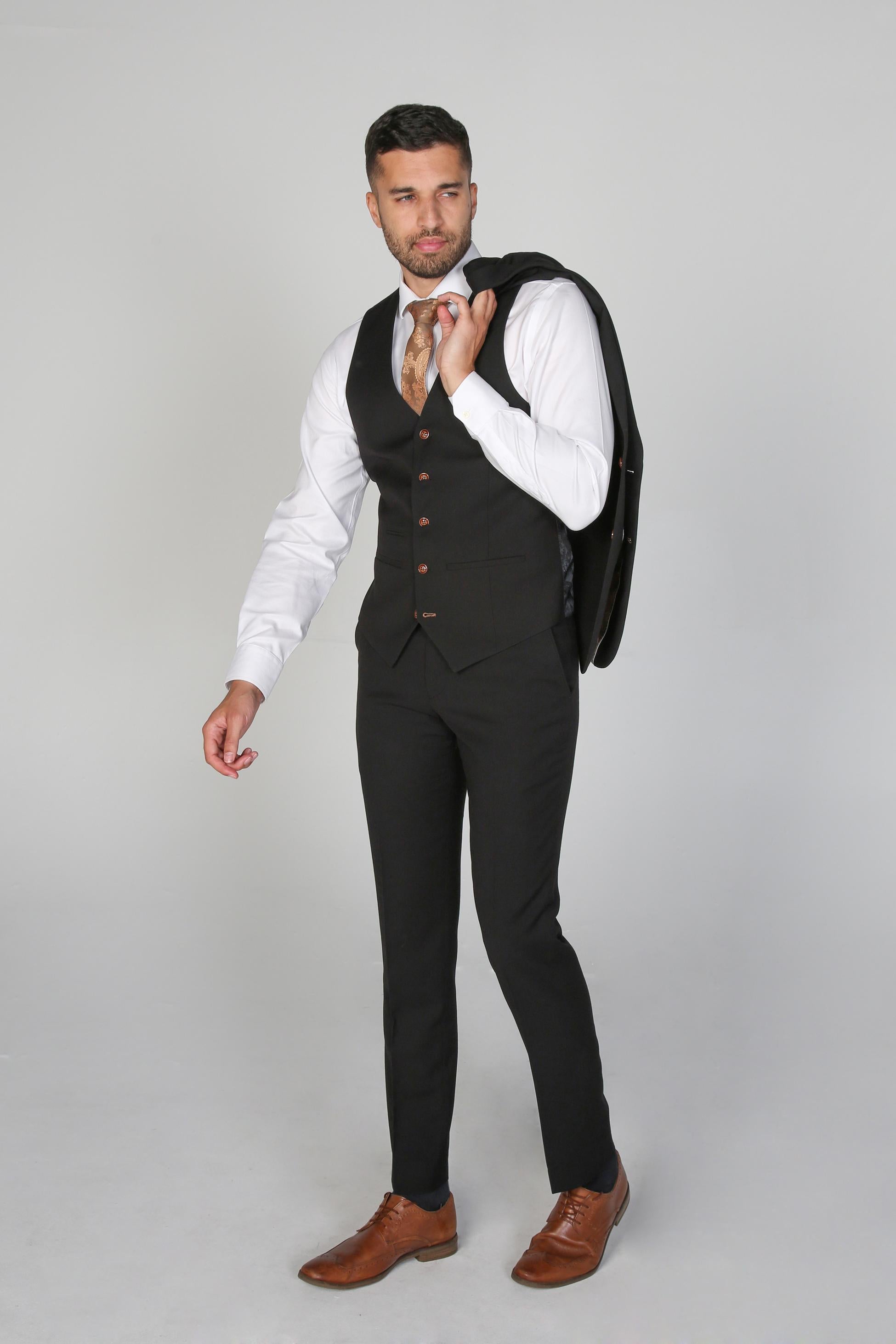 Men's Tailored Fit Single breasted Waistcoat - MAYFAIR - Black