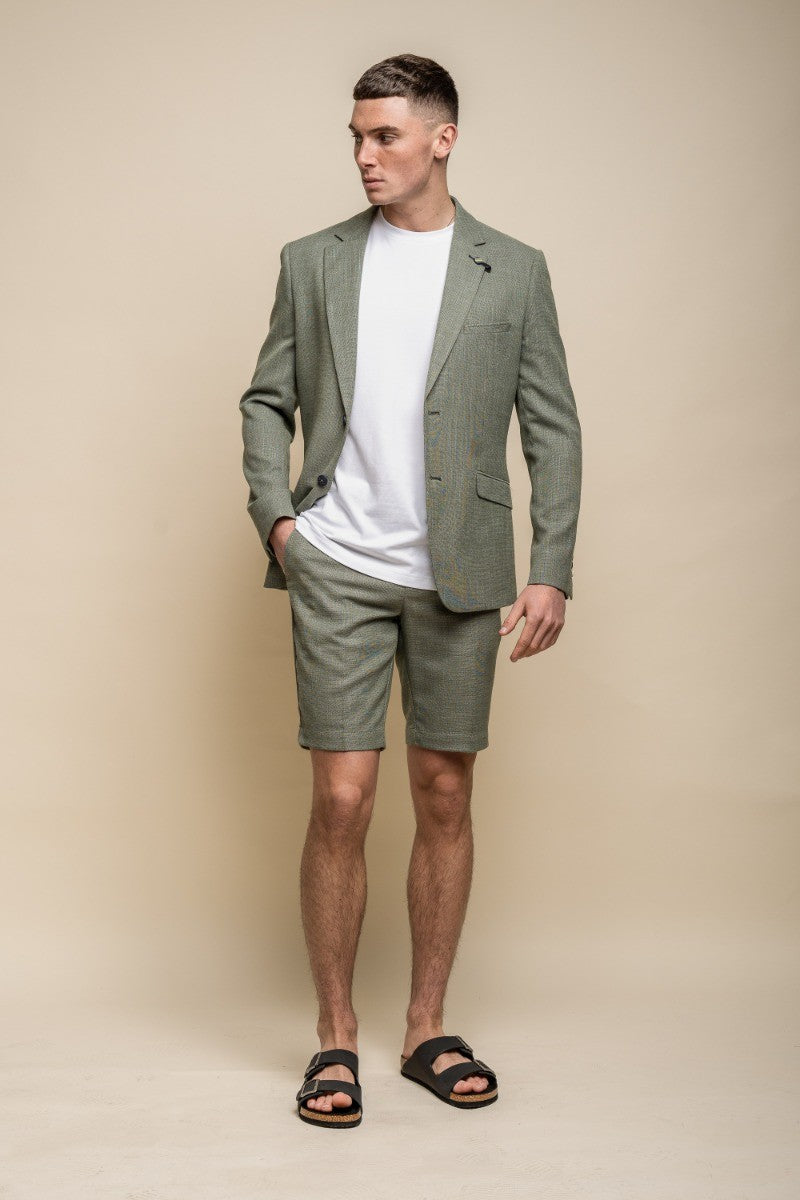 Herren Mid Rise Slim Fit Shorts - MIAMI - Salbeigrün