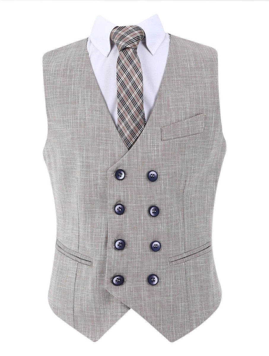 Costume Slim Fit à Carreaux Windowpane pour Garçons - Beige