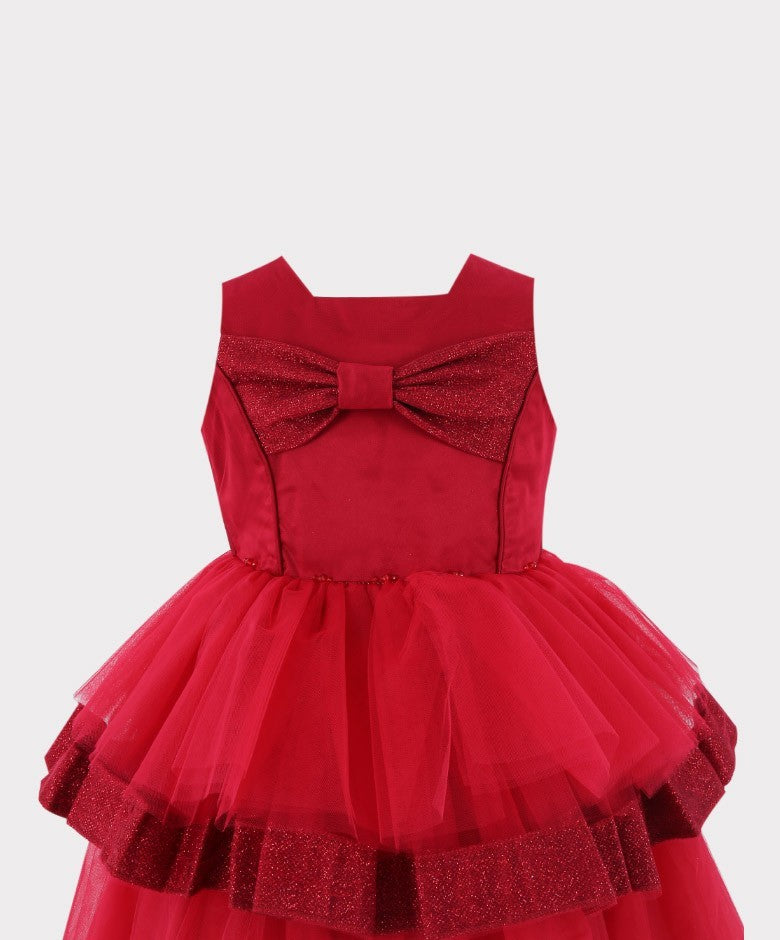 Flower Girls Tulle Special Occasion Puffy Dress - Red