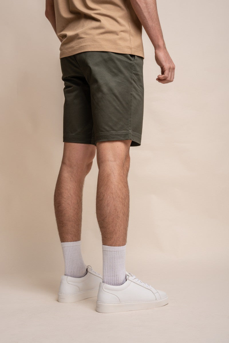 Herren Baumwolle Casual Slim Fit Chino Shorts - DAKOTA - Olivgrün