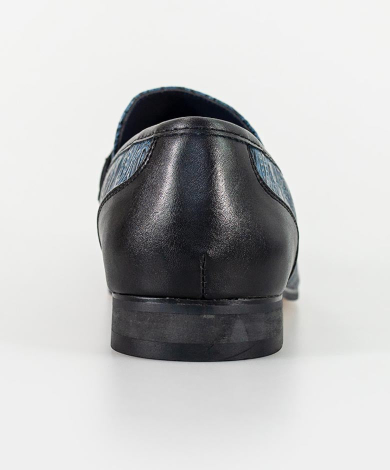 Herren Krokodilgeprägte Quasten-Loafer - BRINDISI - Marineblau