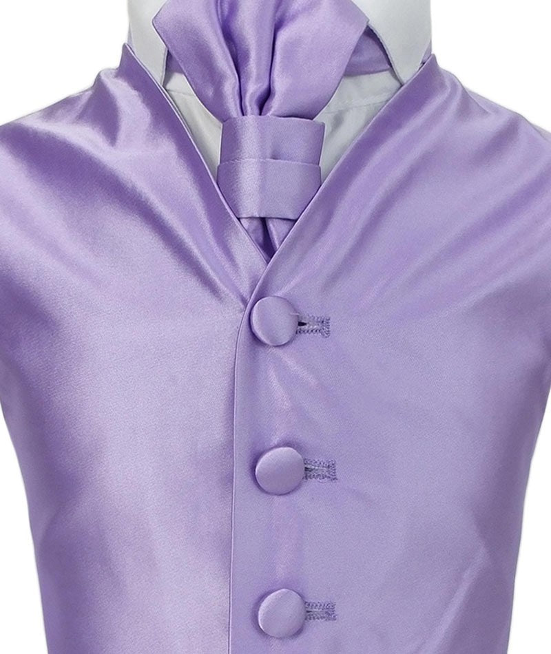 Ensemble Gilet en Satin et Cravate pour Garçons - Lilas