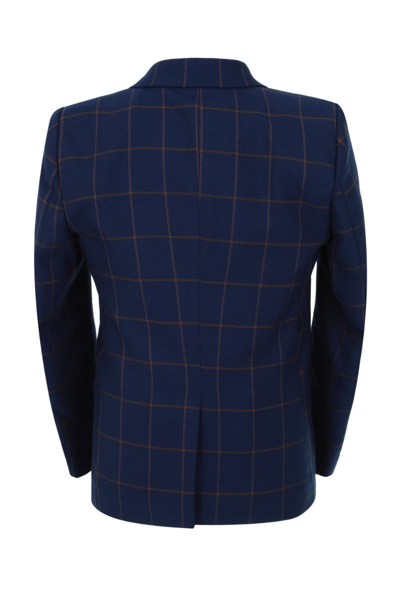 Ensemble Costume à Carreaux Windowpane Bleu Marine pour Garçons - Bleu Marine