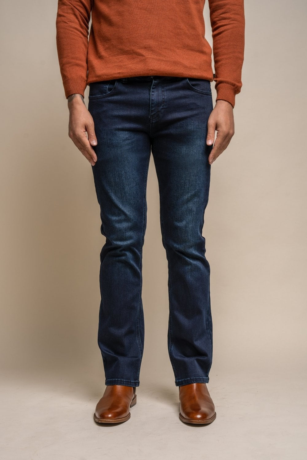 Jean bootcut en coton pour hommes - DEMPSEY - Bleu Indigo