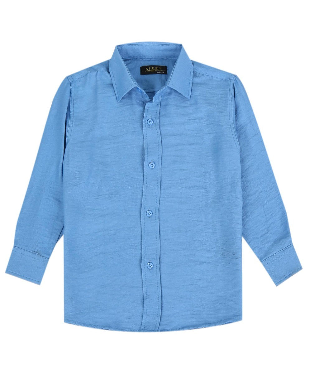 Chemise Classique en Coton et Lin pour Garçons - Bleu Bébé