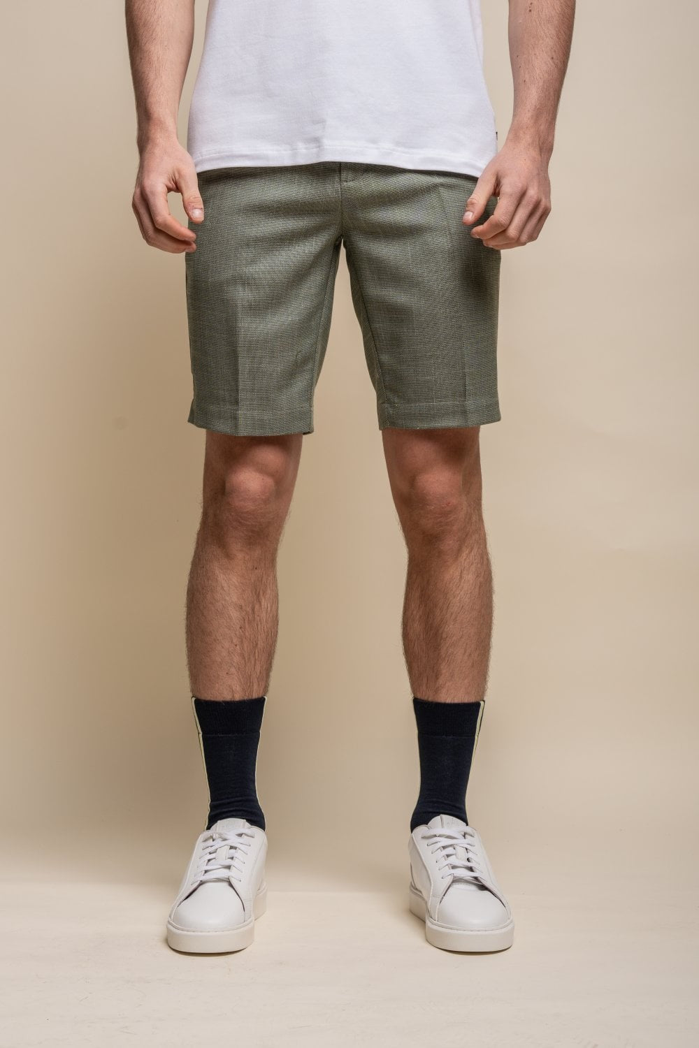 Herren Mid Rise Slim Fit Shorts - MIAMI - Salbeigrün