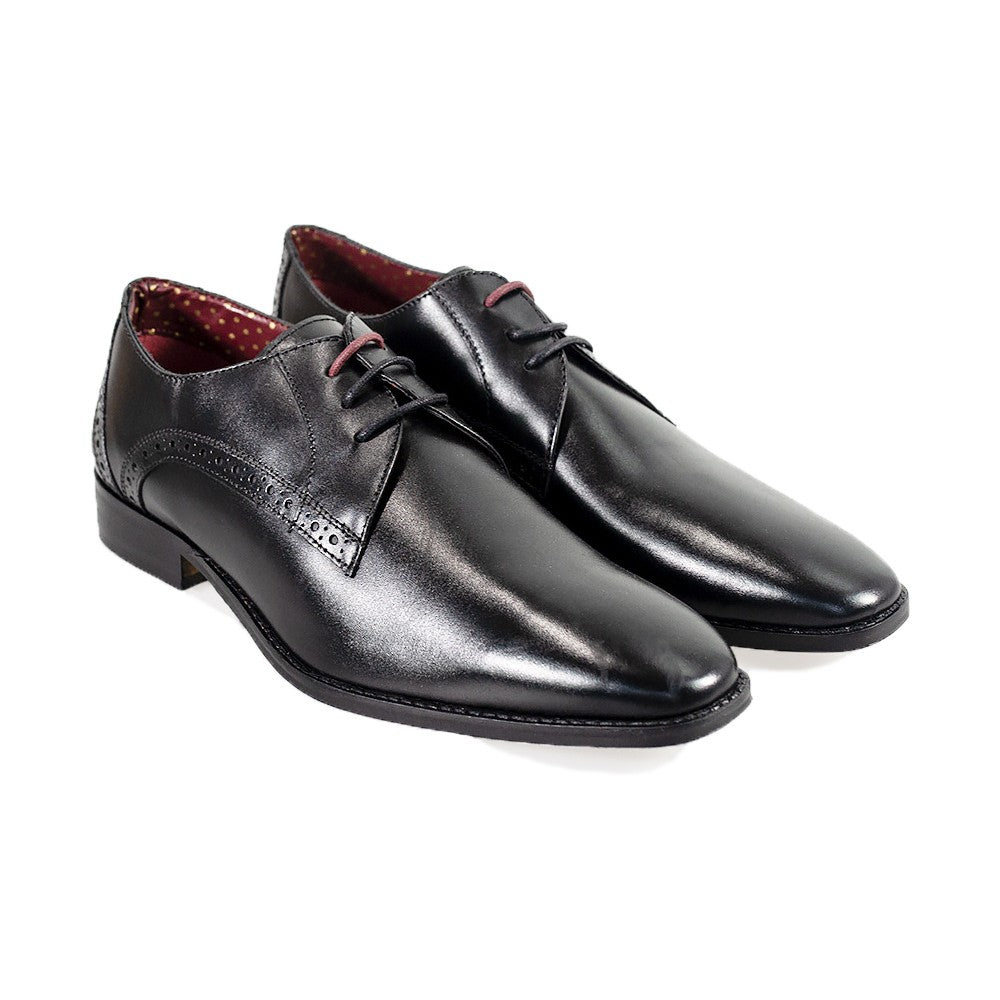 Men's Leather Derby Shoes - JOHN - Black