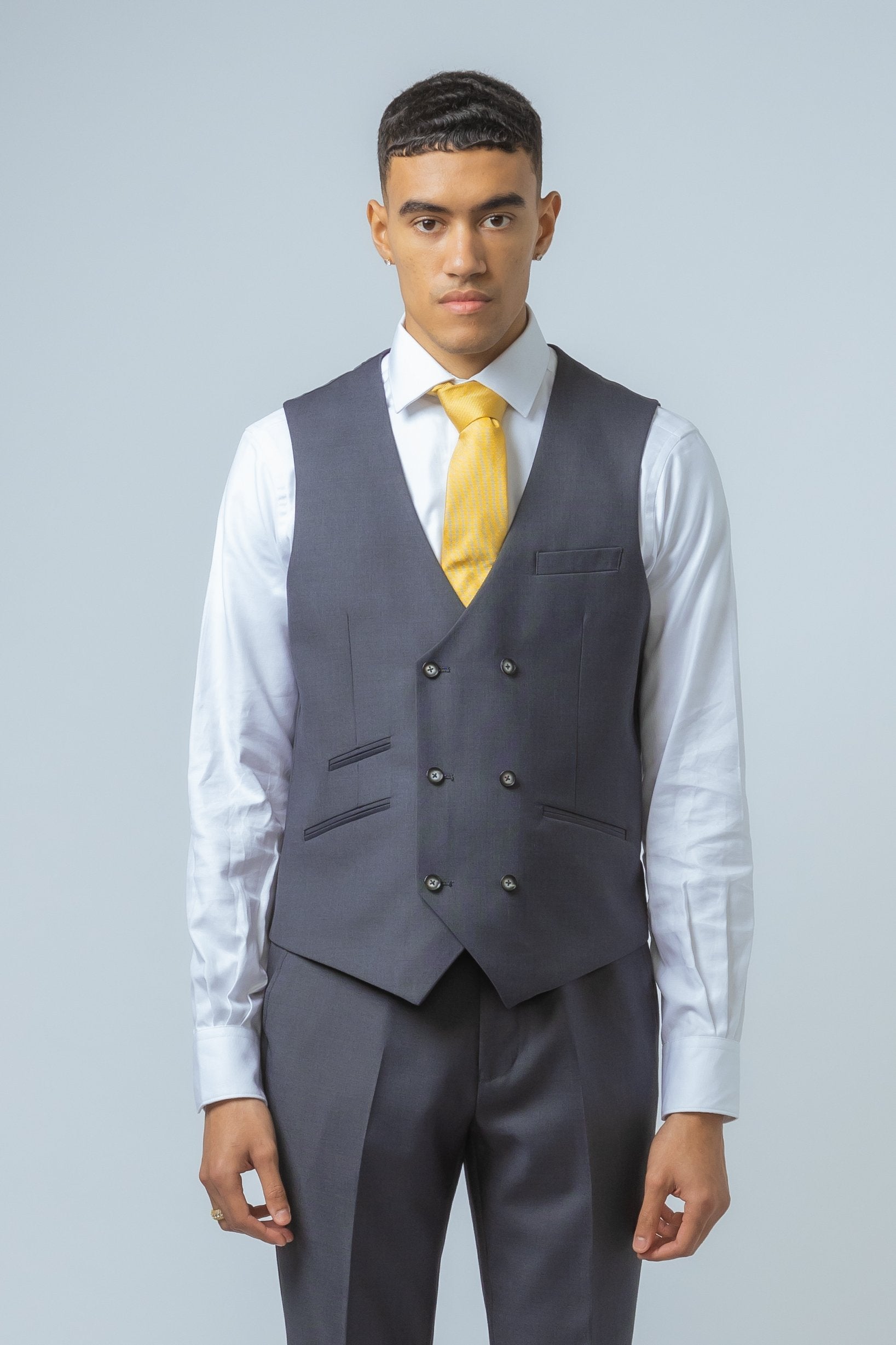 Men's Double-breasted Grey Waistcoat - DYLAN - Grey