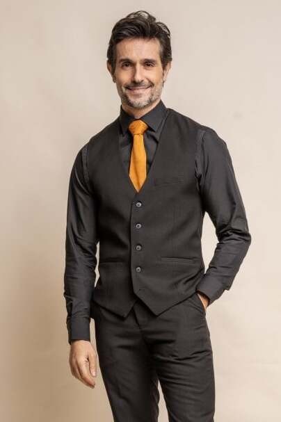 Herren Slim Fit Formal Schwarzer Anzug - MARCO - Schwarz