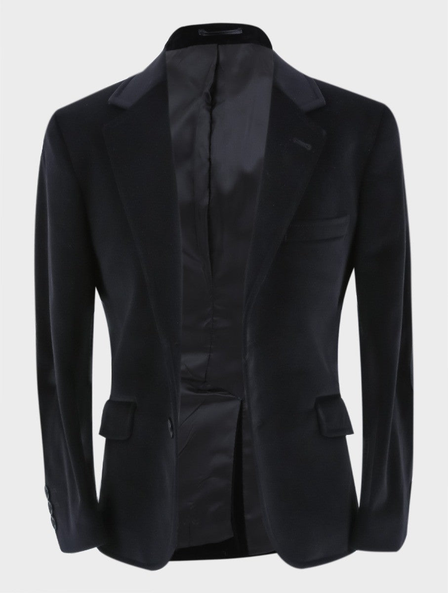 Blazer Formel Slim Fit en Velours avec Patte de Coude pour Garçons - Noir