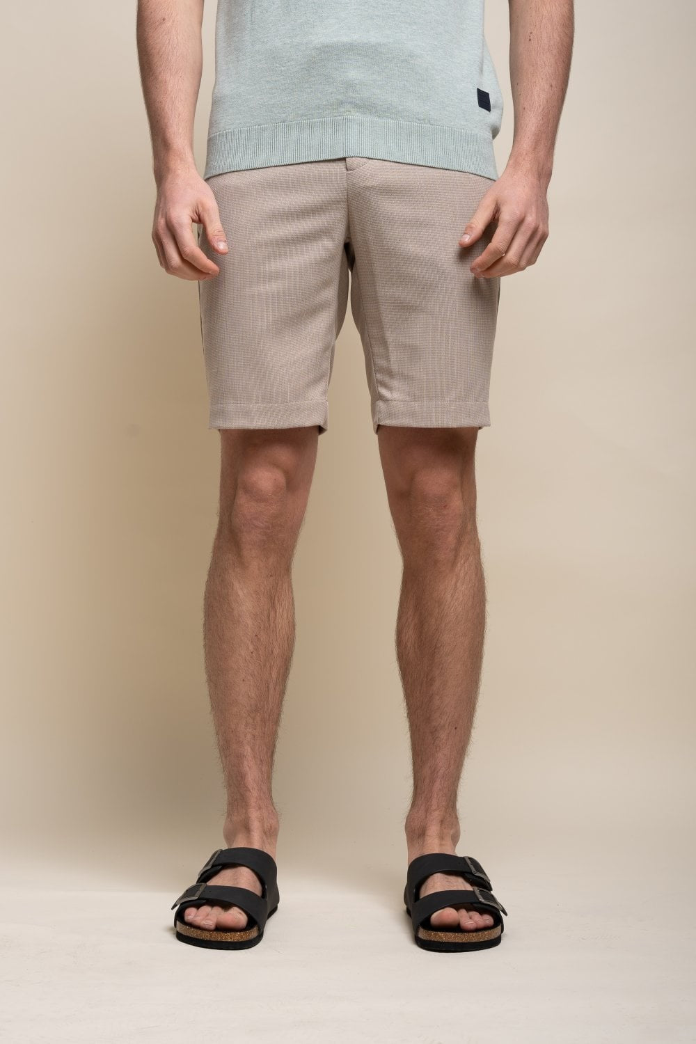 Herren Mid Rise Slim Fit Shorts - MIAMI - Beige