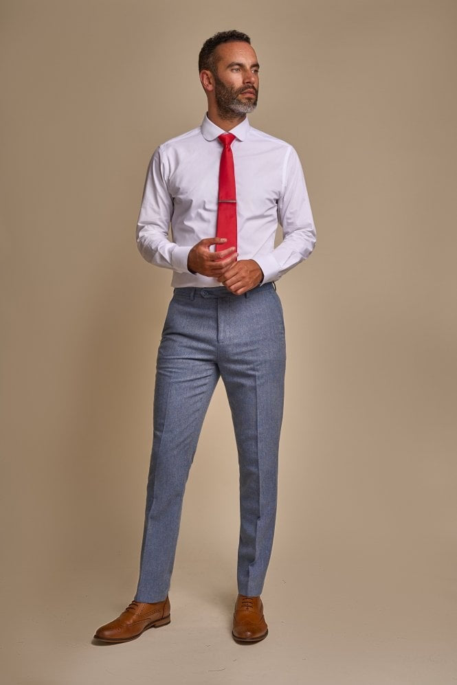 Costume en Tweed Slim Fit pour Homme - WELLS Blue - Bleu Clair