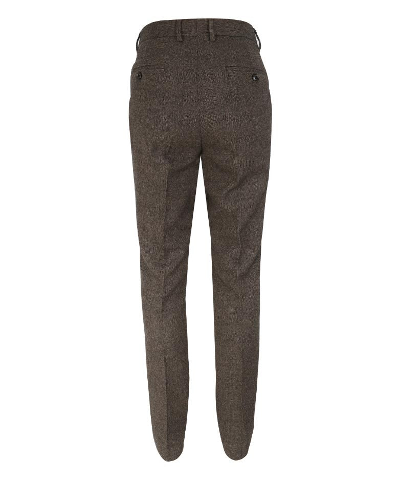 Herren Fischgrät Tweed Slim Fit Formalanzug - MARTEZ - Braun